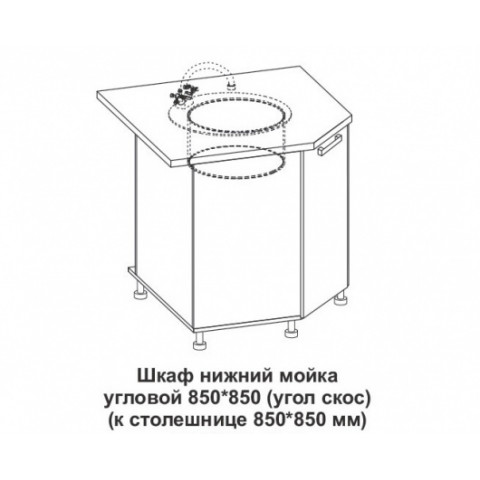 Шкаф нижний мойка угловой 850 Контемп ШНУМ 850