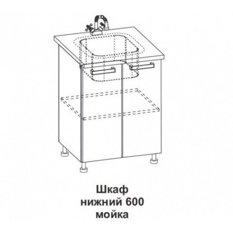 Шкаф нижний мойка Крафт ШНМ 600